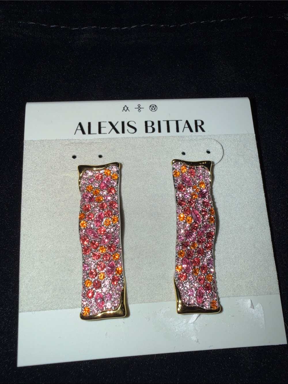 NEW Alexis Bittar Pink Solanales Pave Crystal Earrings